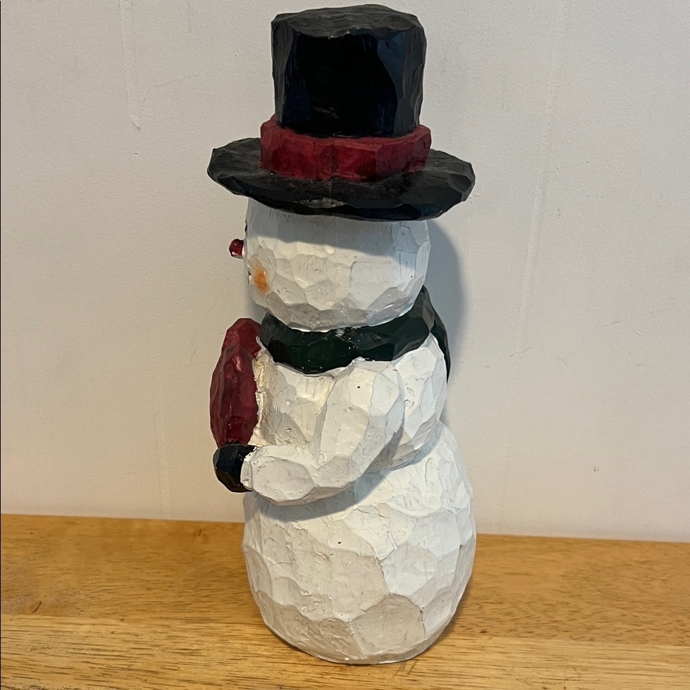 Festive Snowman with Heart - White, Black, Red - Picture 2 of 5